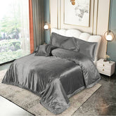 Aurora 5 Pcs Velvet Embossed Grey Bedding Set